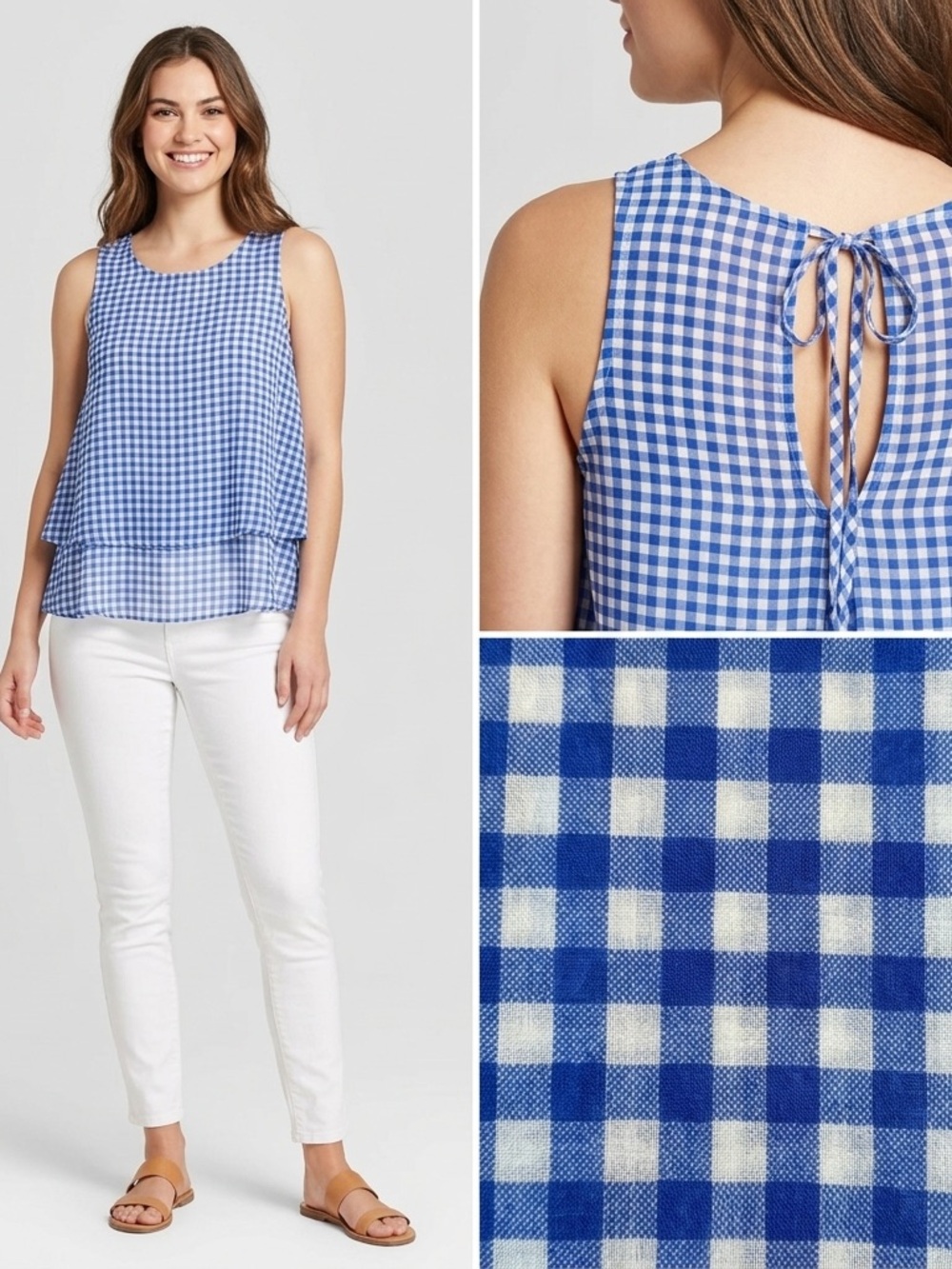 Lili's Closet y Anthropology Blue Gingham Tiered Tank Top